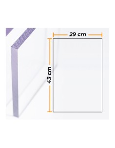 Placa policarbonato transparente 4mm - 29x43cm.