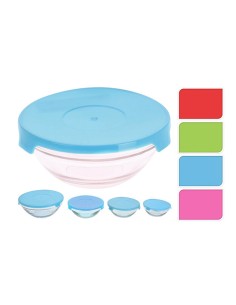 Set 5 fiambreras de vidrio tipo bol colores surtidos