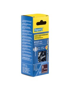 Blister 50 remaches ø4.8x14mm. alu+broca 5000389 rapid