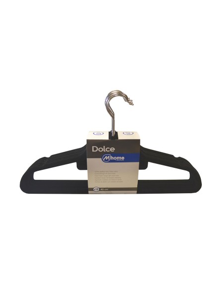 Perchas de plástico con acabado terciopelo 42 cm, 10 uds