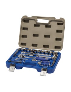 Juego carraca ½ y ¼ pulg, vasos hexagonales ½ (8-32mm) y ¼ (4-13mm), 58 piezas 129-58-4