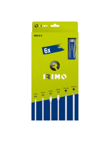 Destornilladores 2 planos, 2 rectos, 2 ph en caja de cartón, 6 piezas