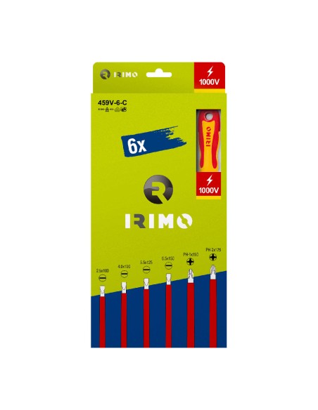 Destornilladores 1000v 4 planos, 2 ph, caja cartón, 6 piezas