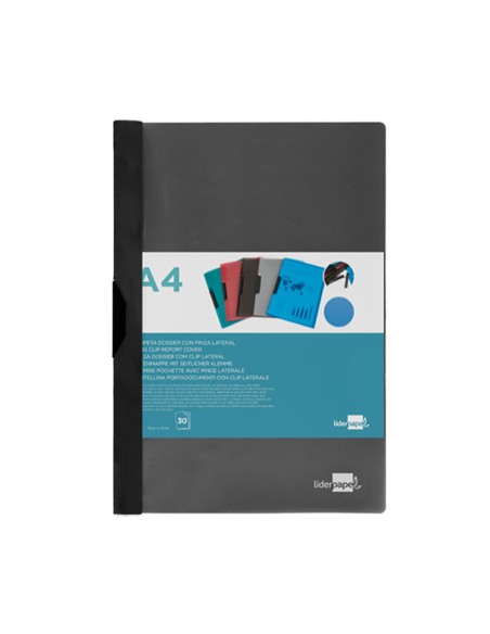 Carpeta dossier pinza lateral pp din a4 negra
