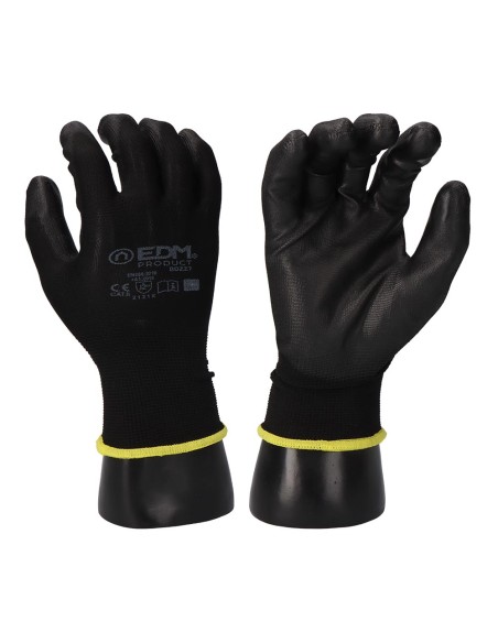 Guante poliéster con palma poliuretano, keep safe®, negro, t-07