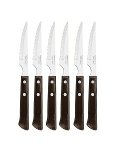 Cuchillos de asado polywood castaño 10,16 cm 6 uds