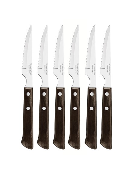 Cuchillos de asado polywood castaño 10,16 cm 6 uds