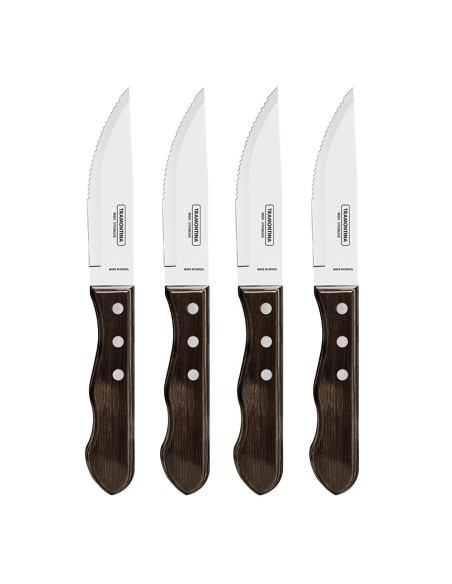 Cuchillos de asado jumbo polywood castaño 12,7 cm 4 uds