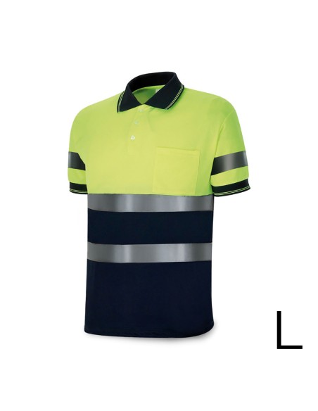 Polo alta visibilidad bicolor manga corta. tejido poliester 160g. transpirable talla l 1288pavxmcyfa/l