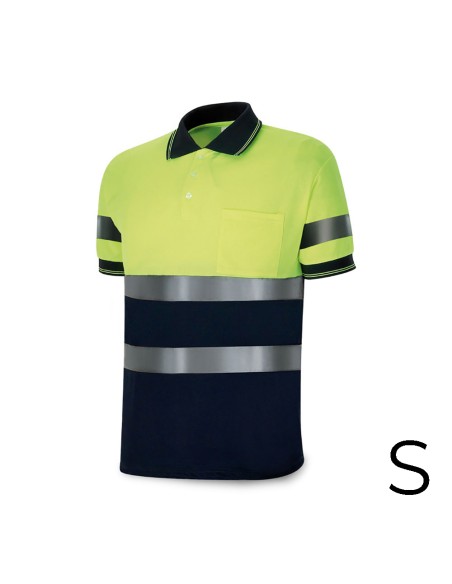 Polo alta visibilidad bicolor manga corta. tejido poliester 160g. transpirable talla s 1288pavxmcyfa/s