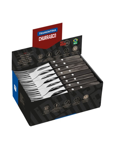 Tenedor de mesa polywood castaño expositor 60 uds