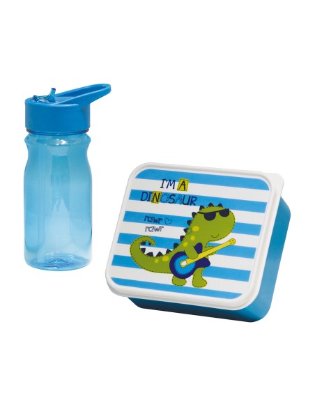 Caja infantil para merienda con cantimplora dino 0,85 l / 0,5 l