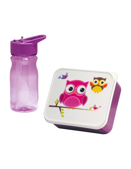 Caja infantil para merienda con cantimplora buho 0,85 l / 0,5 l