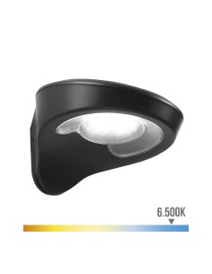 Aplique solar 2w 200lm 6500k con sensor color negro edm