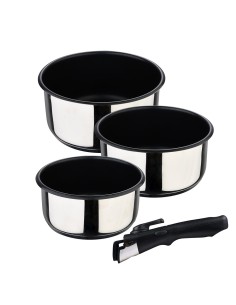 Cazos click & cook acero inoxidable ø16 x 8 cm / ø18 x 9 cm / ø20 x 10 cm + mango multiusos