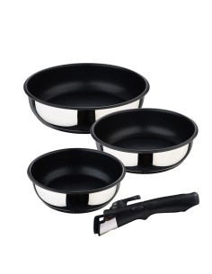 Set 3 sartenes acero inoxidable click & cook ø18 / ø20 / ø24 cm