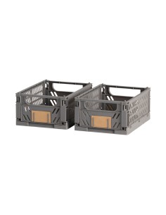 Caja almacenaje plegable gris 25 x 16,5 x 10 cm set 2 piezas