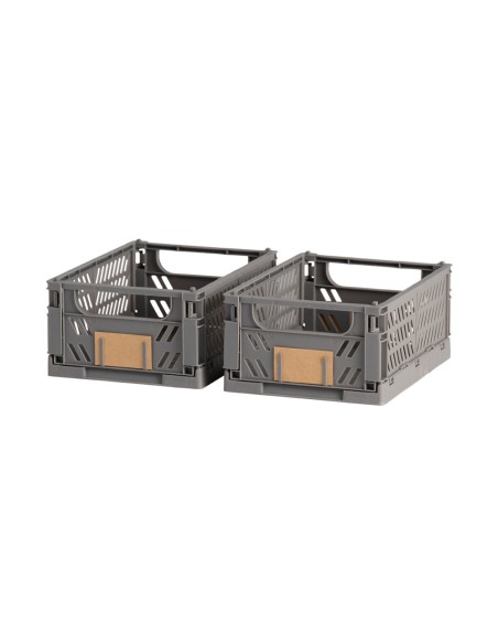 Caja almacenaje plegable gris 25 x 16,5 x 10 cm set 2 piezas