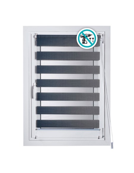 Estor enrollable clip&fix noche&dia plata 150x180cm cintacor - storplanet