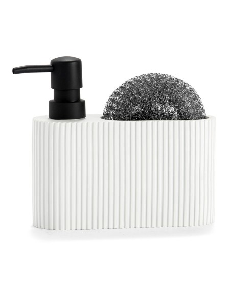 Dispensador pol con estropajo blanco/negro 16 x 5 x 15 cm