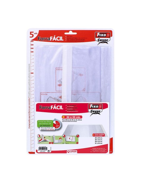Forros para libros ajustables de pvc transparente 300 x 530 mm, 5 uds