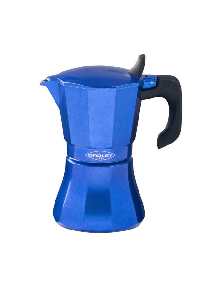 Cafetera petra azul de aluminio de 6 tazas