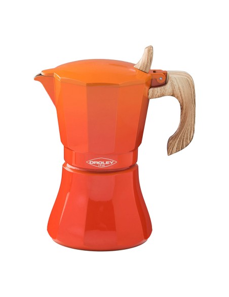 Cafetera petra naranja de aluminio de 6 tazas