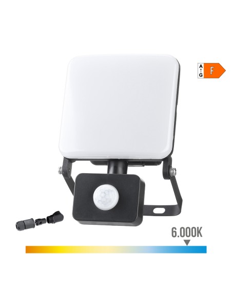 Foco proyector led frameless con sensor 50 w 4100 lm 6000k luz fria 16,8 x 16 cm