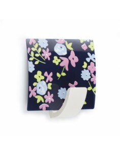 COLGADOR ADHESIVO DECORADO COCINA FLORAL AZUL