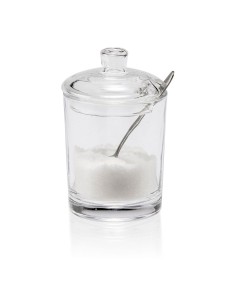 Azucarero de cristal con cuchara ø7 x 11 cm