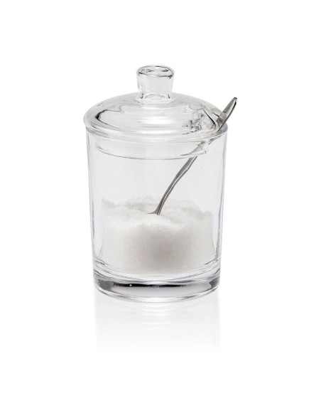 Azucarero de cristal con cuchara ø7 x 11 cm