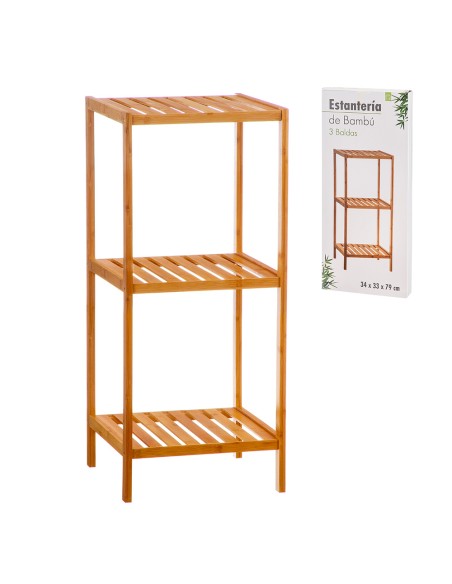 Estanteria de bambu de 3 baldas 34 x 33 x 79 cm