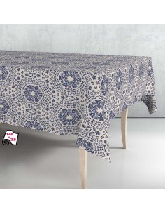 Rollo de hule mantel mandala azul 1,40 x 25 m