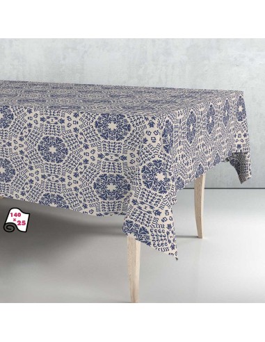 Rollo de hule mantel mandala azul 1,40 x 25 m