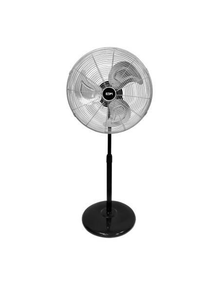 Ventilador de pie industrial, negro/cromado, potencia 80 w 61,7 db aspas ø50 cm, altura regulable 60-90 cm