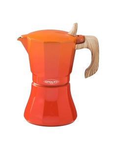 Cafetera petra naranja de aluminio de 9 tazas