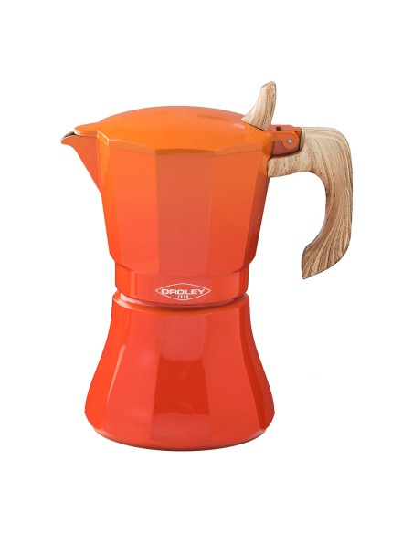 Cafetera petra naranja de aluminio de 9 tazas