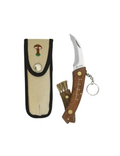 Navaja setas acero inoxidable con llavero + funda hoja 7,5 cm