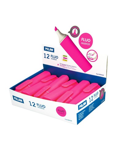 Marcadores fluorescentes color rosa, caja de 12 uds