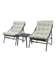 Conjunto jardin 3 piezas metal antracita + cojines.