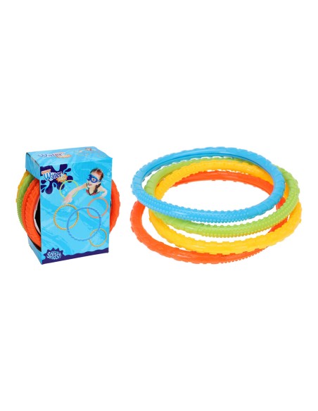 Juguetes de buceo, set de 4 aros de colores diámetro 15cm