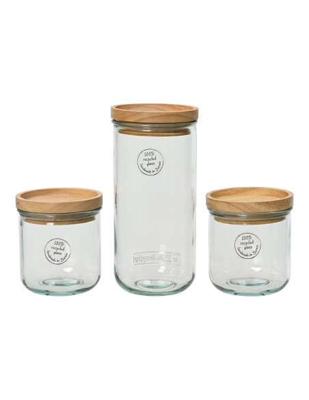 Tarros de almacenamiento de cristal reciclado, 3 uds
