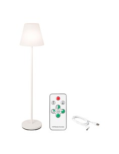 Lámpara de pie para exterior y interior recargable con mando a distancia color blanco 150 cm