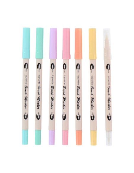 Rotuladores de doble punta ø1,2 x 18,5 cm, colores surtidos, 7 uds
