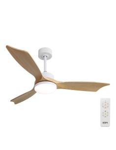 Ventilador de techo modelo báltico con 3 aspas de madera ø132cm luz led 3000/4000/6000k, 3cct, potencia: 20 w, color blanco