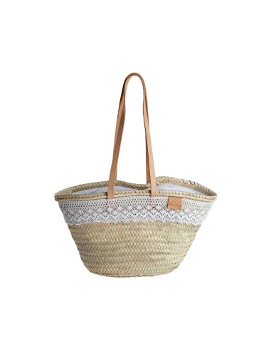 Bolso nova de palma con puntilla y asas