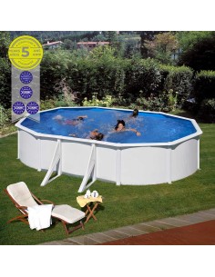Piscina ovalada de pared de acero con chapa blanca 500 x 300 x 120 cm kit500eco gre
