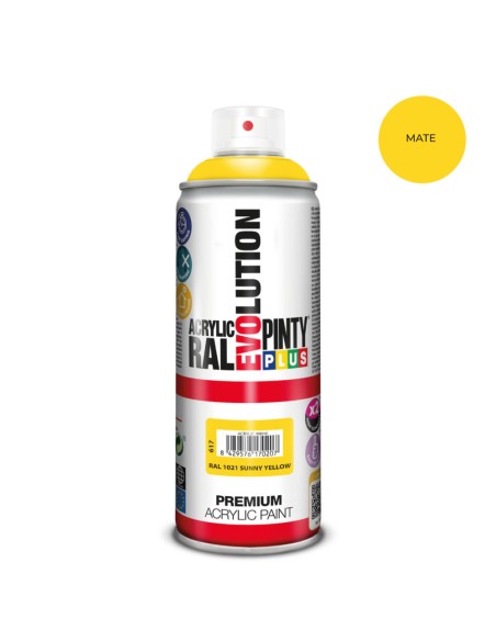 Pintura acrílica spray evolution 520 cc ral 1021 matt sunny yellow 300 g