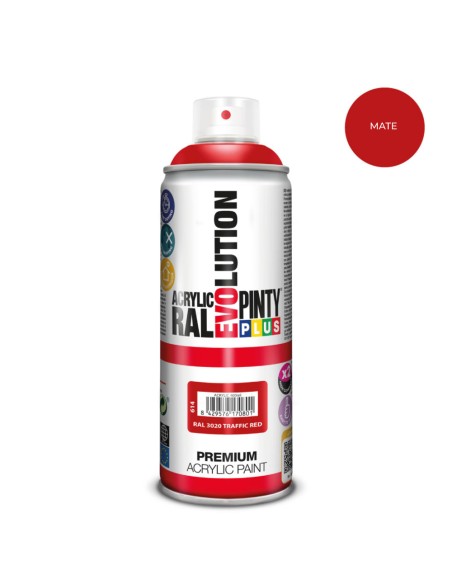 Pintura acrílica spray evolution 520 cc ral 3020 matt traffic red 300 g