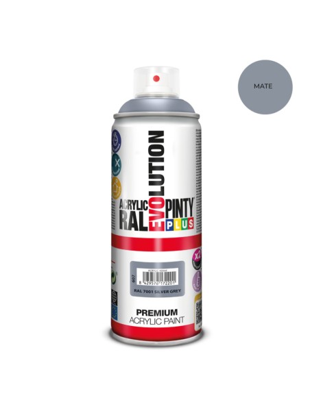 Pintura acrílica spray evolution 520 cc ral 7001 matt silver grey 300 g